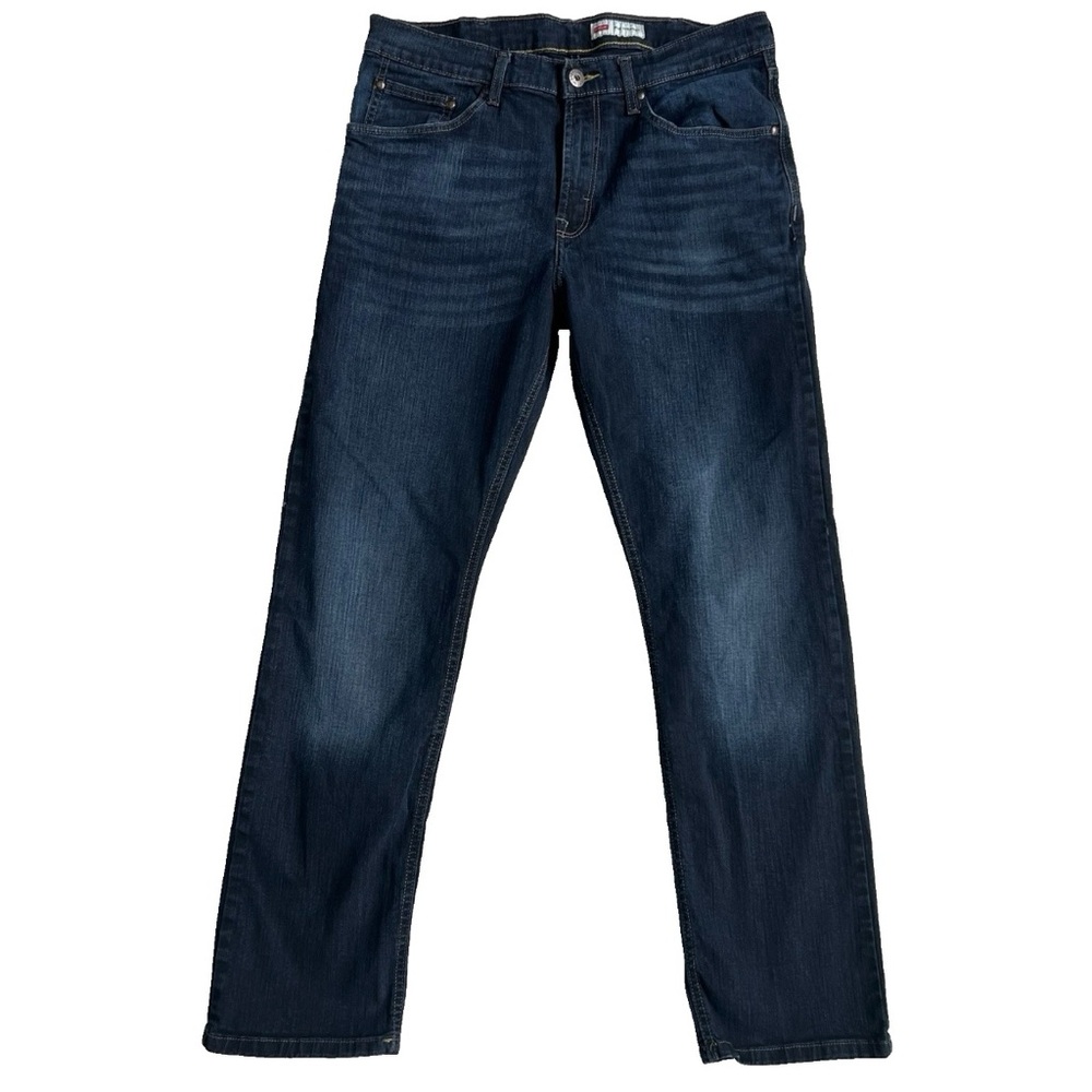 Wrangler Jeans Slim Straight Mens 34x30 Blue Denim Jeans DARK Wash RN 130273 EUC